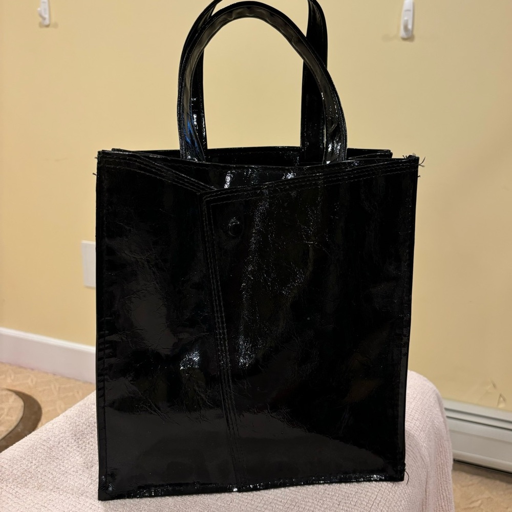 Lady’s Pride Vintage Patent Black Structured Tote Bag